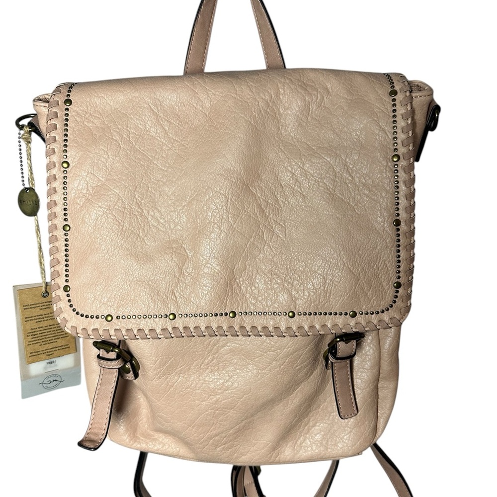 Vegan Leather Blush Pink Studded Convertible Backpack New